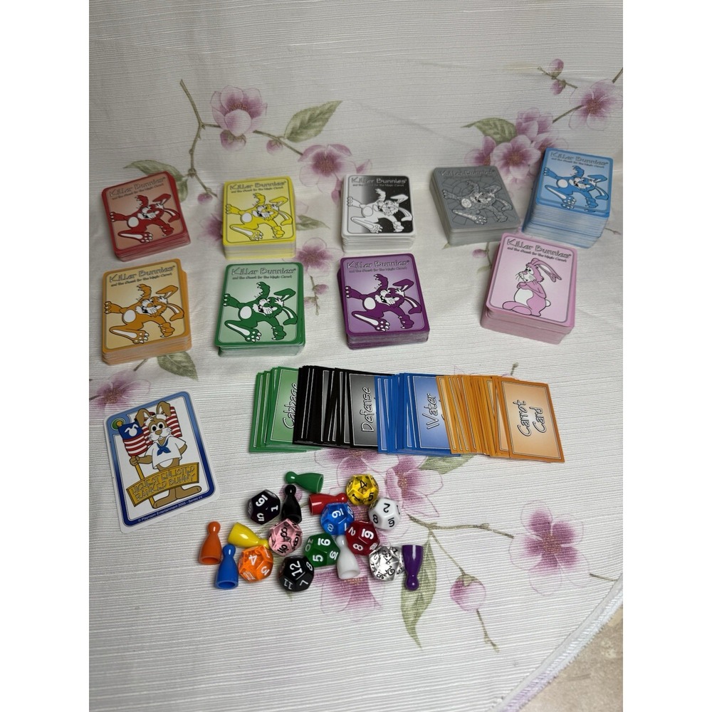 Killer Bunnies Quest for Magic Carrot Card Game Lot Cards Dice Pawns